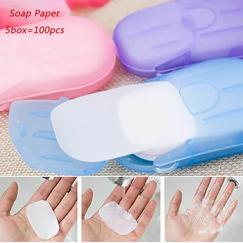 

100/200 Pcs Travel Portable Disposable Boxed Soap Paper Make Foaming Scented Bath Washing Hands Mini Paper Soap Random Color