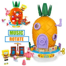Спиннинг музыкальная функция дом в форме ананаса fit Friends замок идея строительные блоки кирпичи игрушки Детский подарок на день рождения Рождество