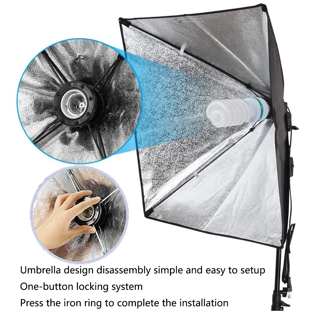 Equipamento Fotográfico Photo Studio Fotografia Caixa Macia Kit com Triopod Caixa de Vídeo 50x70cm Softbox Foto com Suporte da Lâmpada E27 - Image 6