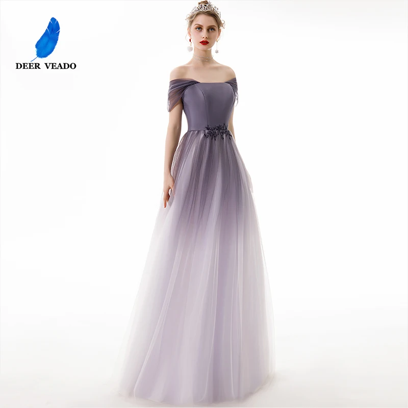 DEERVEADO Robe De Soiree линия открытая спина бисерное вечернее платье длинное официальное вечернее платье 2019 Тюль элегантное вечернее платье YS456