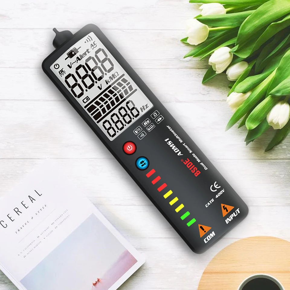 BSIDE 2.4’‘ LCD Voltage Detector Non-contact Circuit Volt Tester Pen Voltmeter NCV Socket Live Wire Check Hz Ohm Continuity