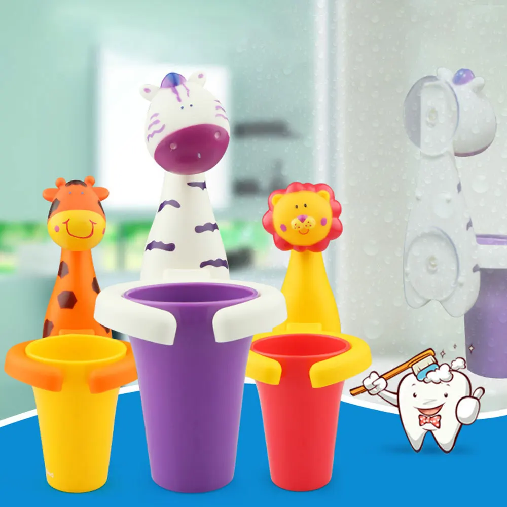 

Cartoon Suction Cup Toothbrush Holder Suction Hooks Baby Children Kids Toothbrush Sucker Cute Animal Giraffe Pig Dental Care Cup