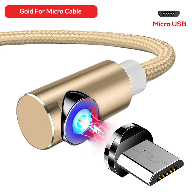 1 м 2 м светодиодный магнитный Micro USB кабель магнитное зарядное устройство, кабель для IPhone X Xs Max Xr X 8 7 6 6s и usb type-C USB C и Micro USB кабель - Цвет: Micro Cable Gold