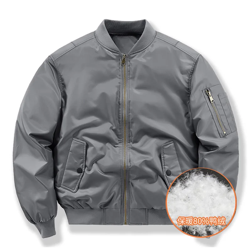 

Mcikkny Мужская модная зимняя куртка-бомбер с несколькими карманами, ветрозащитная бейсбольная верхняя одежда, пальто для мужчин, однотонный Размер, стандартный термальный