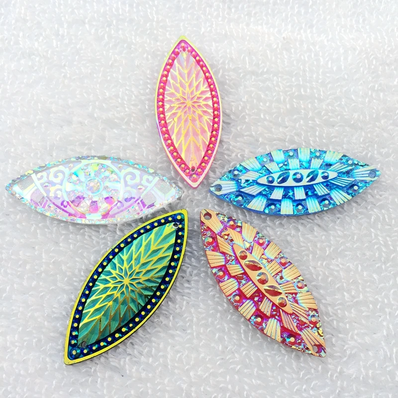 

40 pcs/lot 20*50mm AB resin horse eye flat back rhinestone wedding decoration glitter crystal horse eye decoration