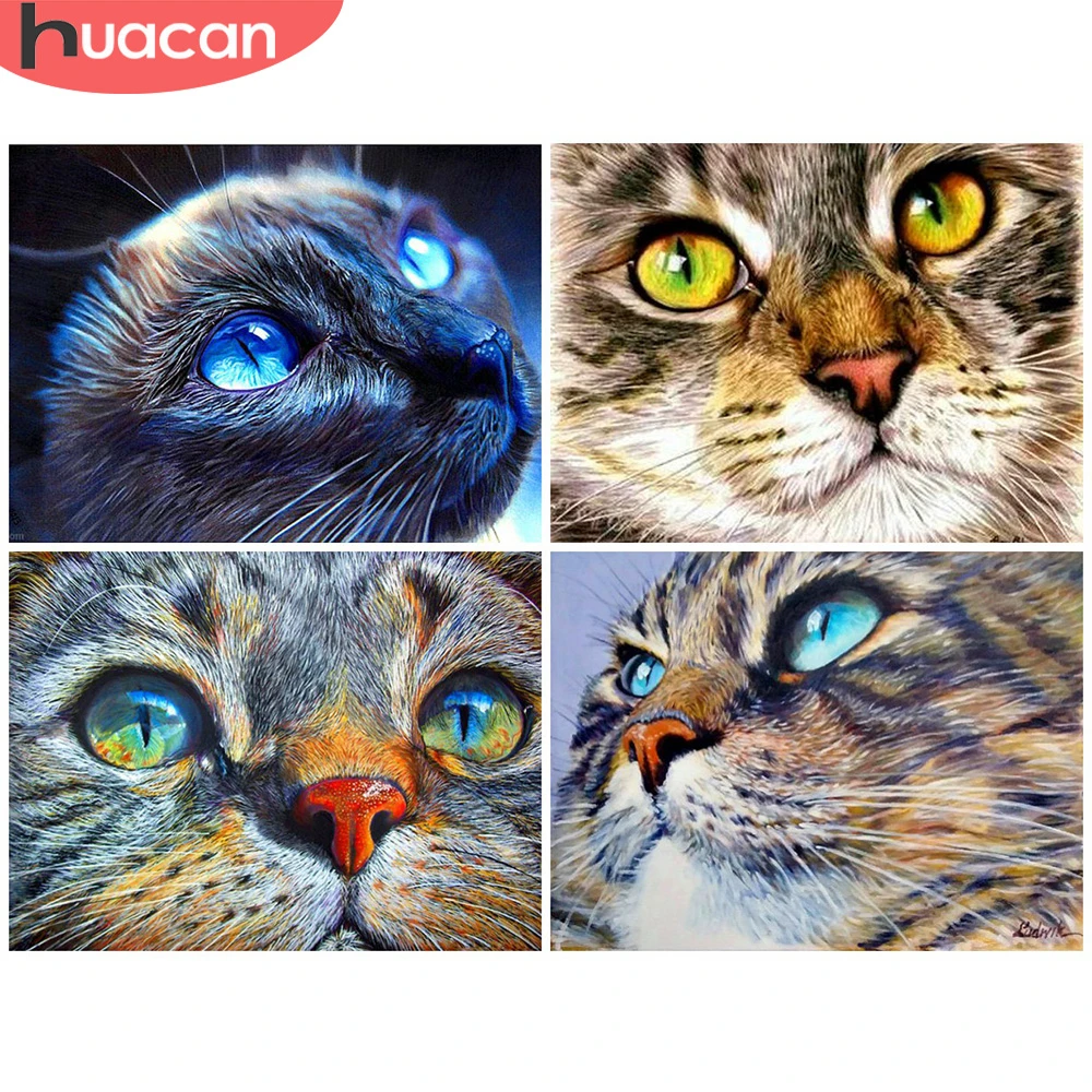 

HUACAN Animal Diamond Painting Full Square Drill Cat Home Decoration Embroidery Picture Handcraft Mosaic Art Kit