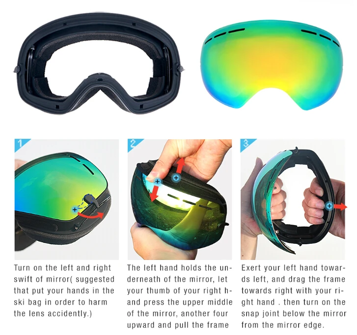 Protective cover goggles, smart skate custom logo ski goggle lens