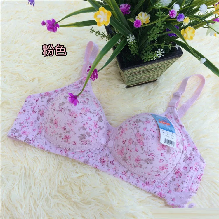Pink 40b 90B Бюстгальтер для беременных женщин, Бюстгальтер для кормления из хлопка, Бюстгальтер для кормления с защитой от воздействия, застежка спереди, беспроводная регулировка, принт, фиксированный плечевой ремень - Цвет: Pink 40b 90B