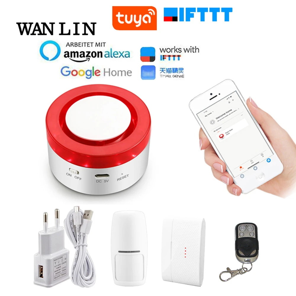 Tuya Smart WiFi домашняя система охранной сигнализации 433 МГц Беспроводная Стробоскопическая сирена сигнализация совместима с Alexa Google Home IFTTT Tuya APP