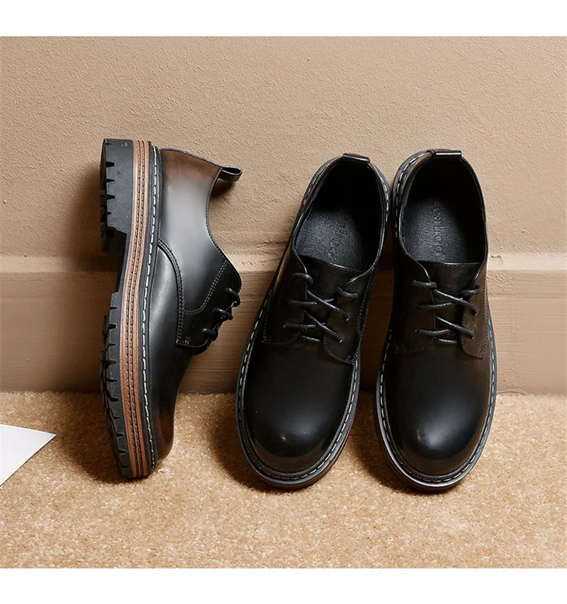 British Style Women Flats Platform Oxfords Vintage Lace Up Ladies Girls Brogues Shoes Black Brown College Oxford Shoes For Woman (16)