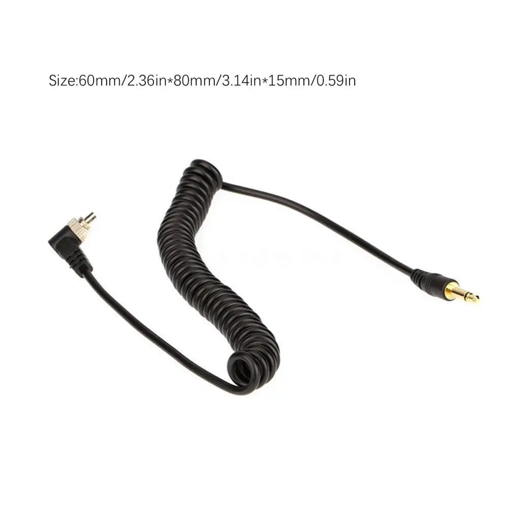 Negro Flash Light Spring PC Sync Cable 2.5mm a Macho Flash Plug 30-100cm para fotograf/ía Studio Camera Flash Trigger Accesorios