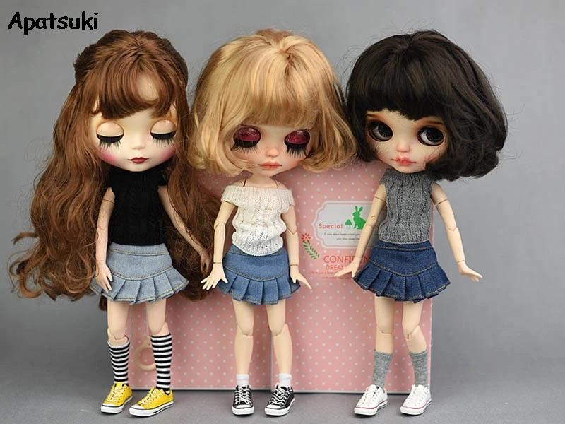

Casual Doll Clothes For Blythe Doll Outfits T-shirt Top Jeans Shorts A-line Skirt For Blythe Licca Clothes 1/6 Doll Accessories