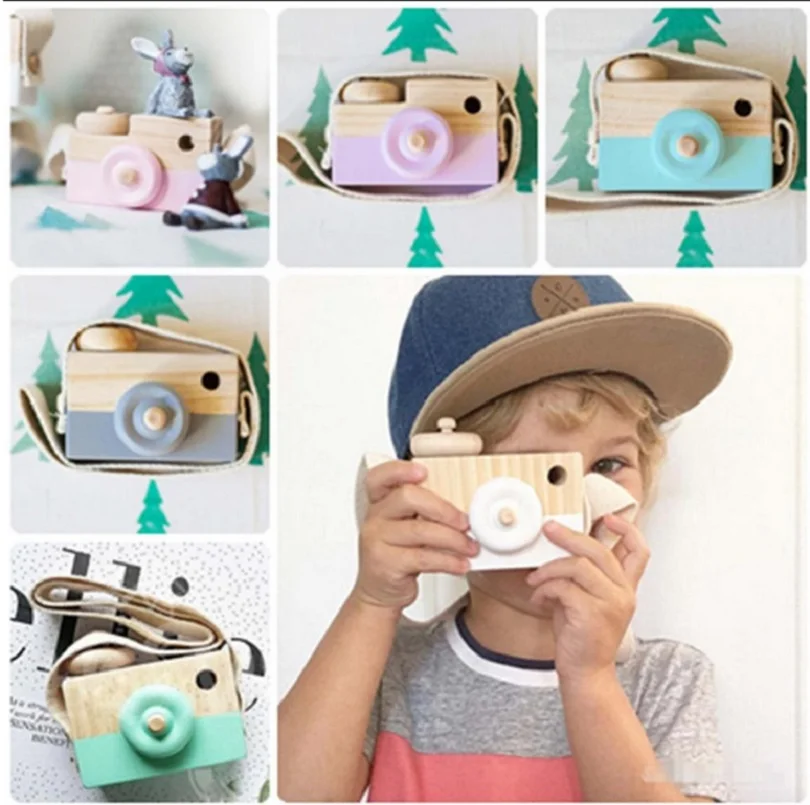 Милая деревянная игрушка в скандинавском стиле, камера для маленьких детей, подвесная камера для фотосессии, украшение, Детская развивающая игрушка, подарок на день рождения, Рождество