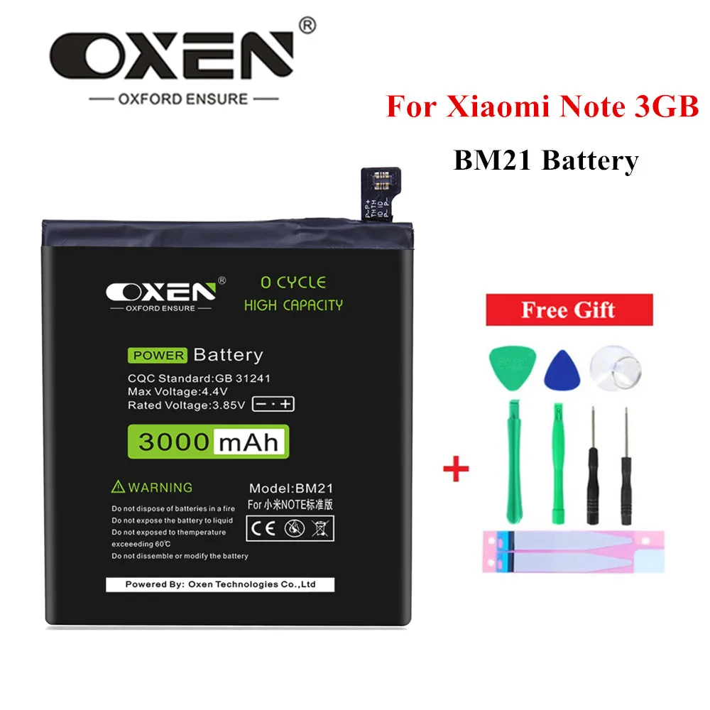 OXEN Оригинальный аккумулятор для телефона BM21 3000 мАч Xiaomi Mi Note 3 Гб RAM литиевая