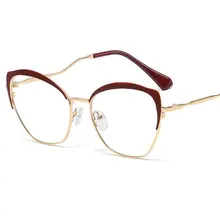 Металлические простые очки кошачий глаз, итальянские дизайнерские очки, компьютерные прозрачные очки, модные оправы для очков, Женские аксессуары
