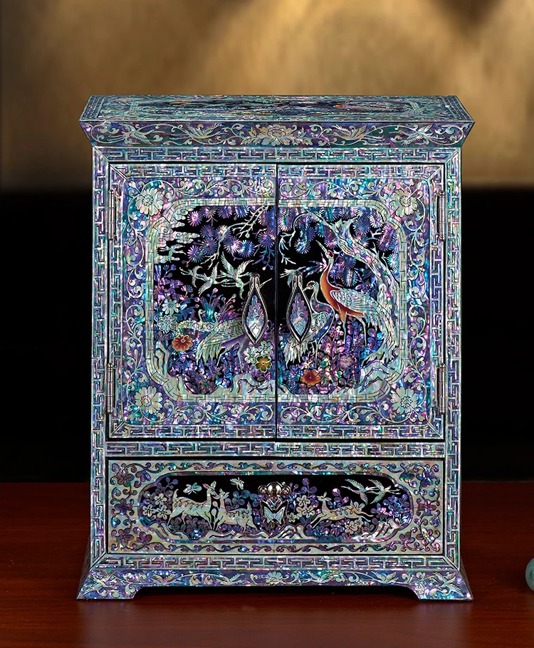Ручная работа Abalone Shell-linlaid мозаика контейнер для хранения ювелирных изделий лаков лак искусство с замком 23,2x15,8x27,4 см свадебный подарок
