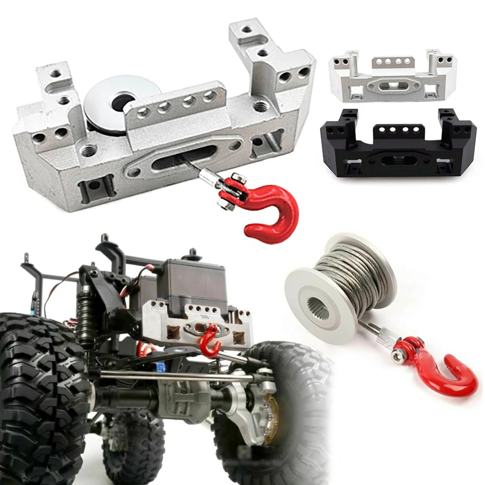 Black / Silver Metal Front Servo Stand 25T Steering Gear Winch Wheel For 1/10 RC Crawler Traxxas TRX4 Upgrade accessories | Игрушки и