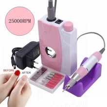 25000 об/мин Электрический сверлильный станок для ногтей 1 Набор 6 бит светодиодный дисплей перезаряжаемый сверлильный станок для ногтей фреза для дизайна ногтей