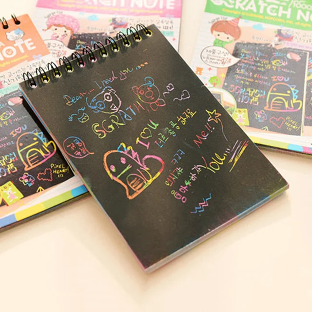 Drawing Toys Black Paper Creative Color DIY Coil Scratch Painting Children's Graffiti Book Magic Drawing Toys Early Education 1