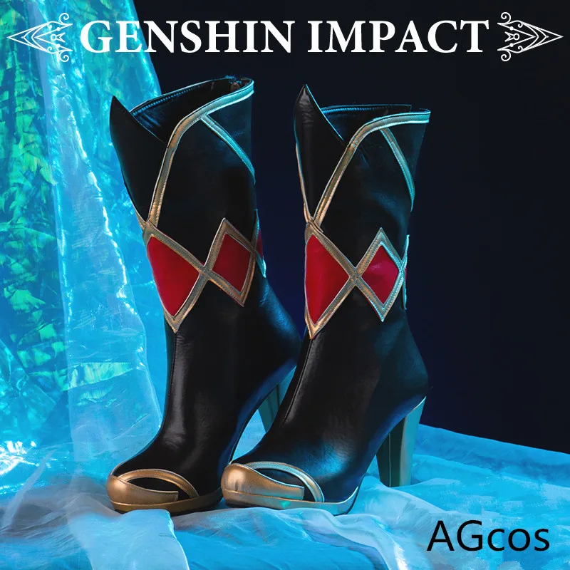 

Game Genshin Impact Rosaria Cosplay Shoes High Heels Christmas Boots