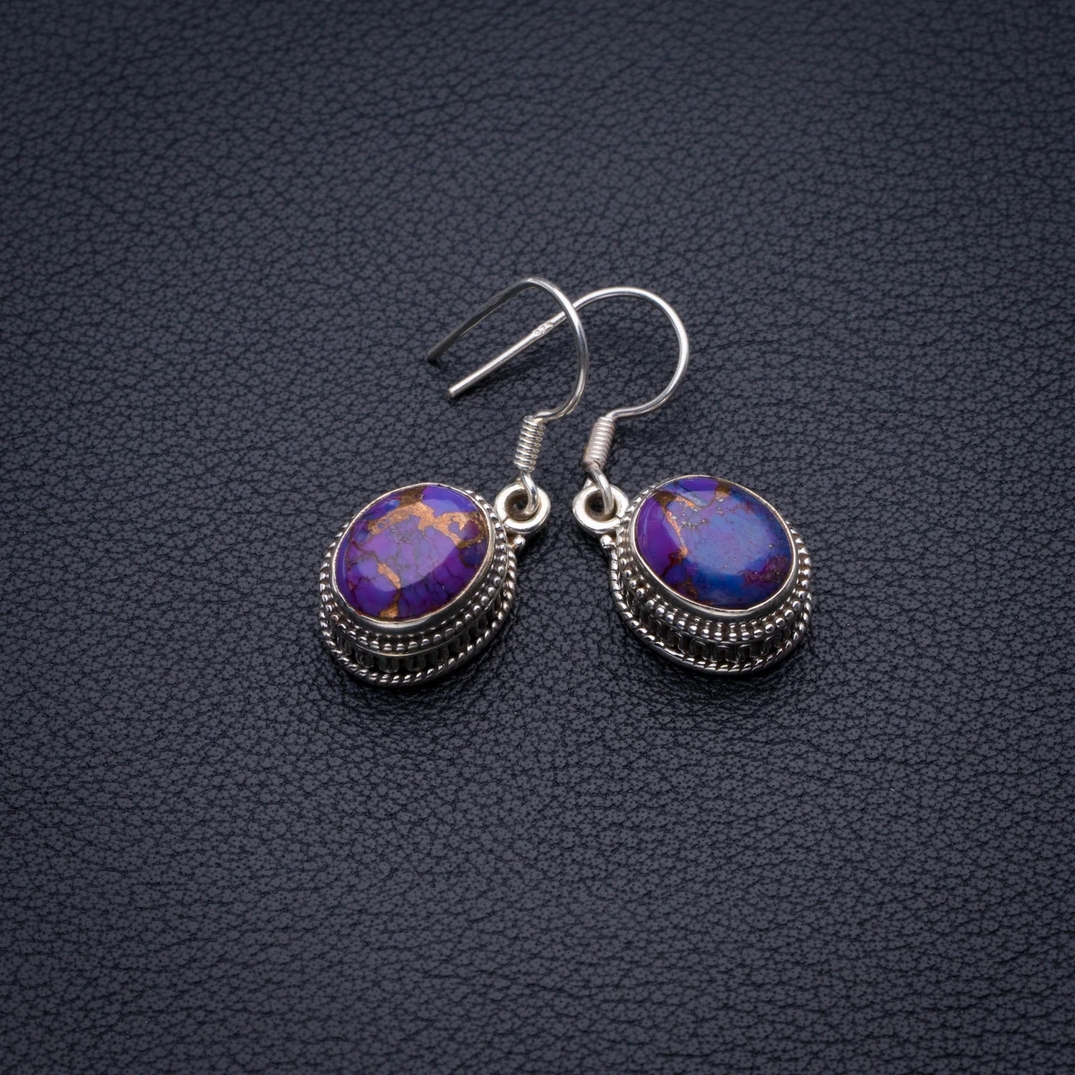 

Natural Copper-Turquoise Handmade 925 Sterling Silver Earrings 1.25" D3445