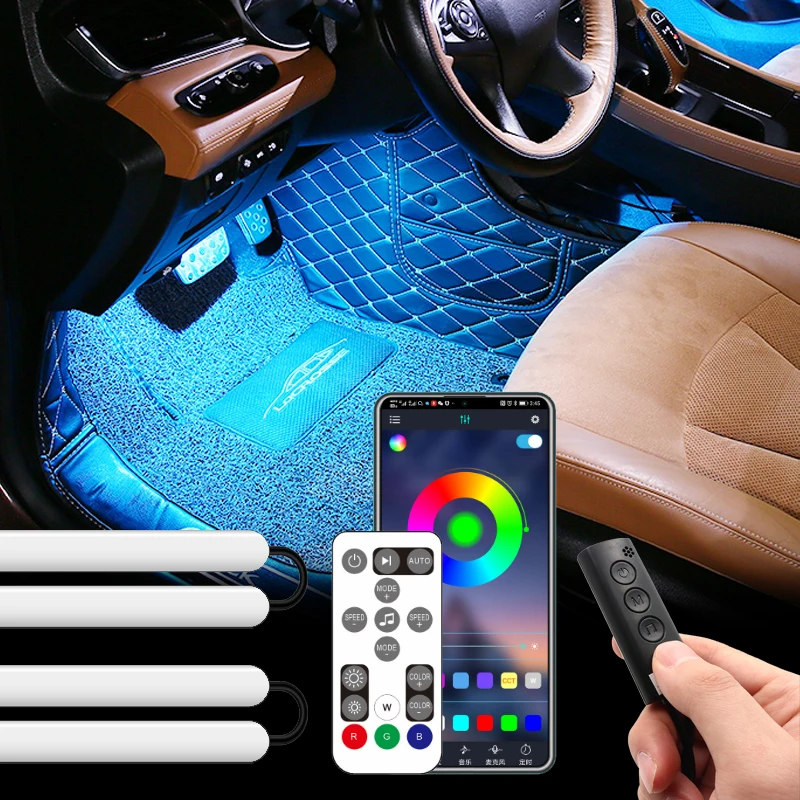 48 LED Remote App Control Licht Streifen DIY Modus und Musik Sync Unter  Dash Beleuchtung Mit USB Auto Ladegerät DC12V innen Lichter - AliExpress