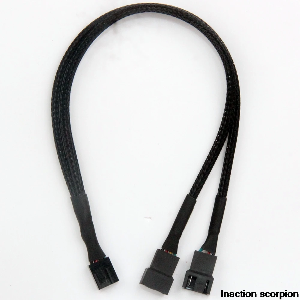

Black Braided Cabl Y Splitter 3/4 pin PWM Fan Computer PC Fan Power Extension Cable 30cm Computer Cables Connectors Accessories