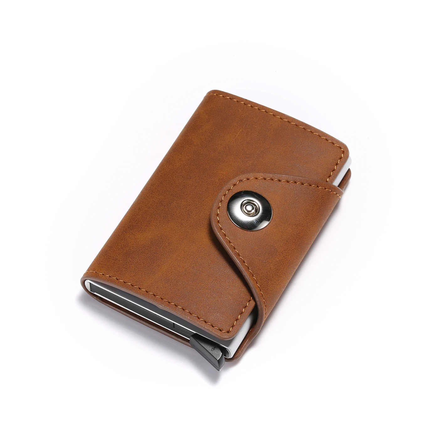 DIENQI Анти Rfid Блокировка смарт-бумажник держатель для карт для мужчин тонкий кошелек плоские портмоне винтажный кожаный кошелек для мужчин Vallet Walet черный - Цвет: Brown