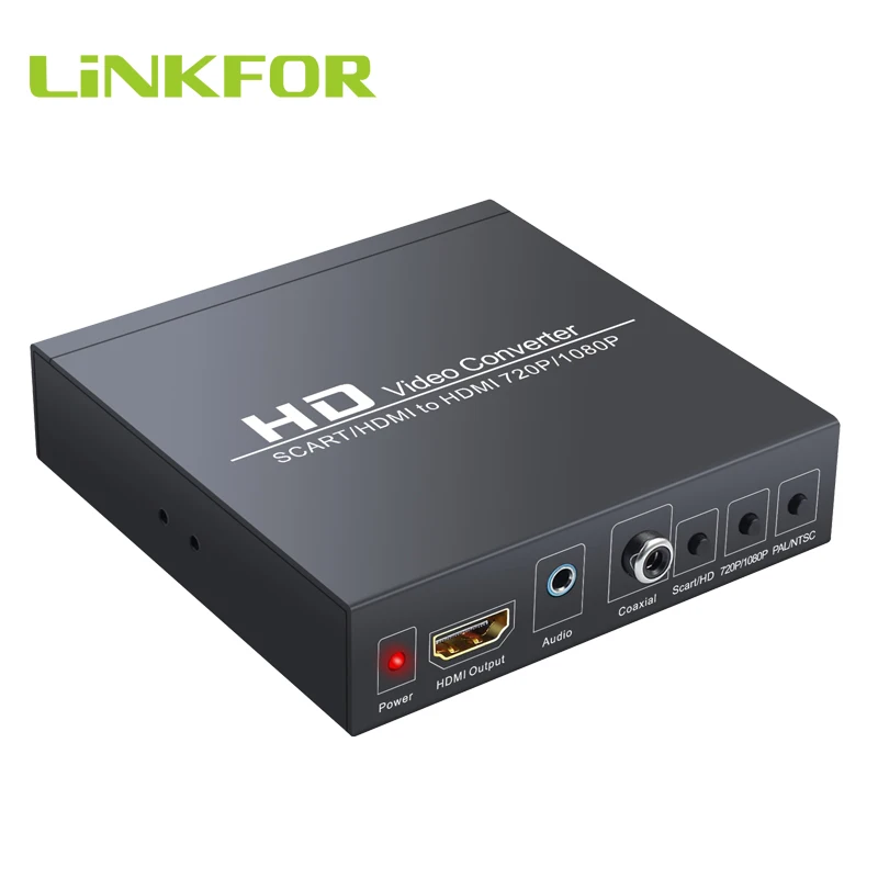 LiNKFOR 1080P scart HDMI-HDMI конвертер с 3,5 мм наушниками и коаксиальный стерео аудио поддерживает RGB и CVBS видеосигналы