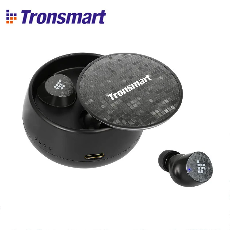 Tronsmart Spunky Pro True беспроводные наушники Bluetooth 5,0 наушники с голосовым ассистентом глубокий бас беспроводная зарядка гарнитуры - Цвет: Черный