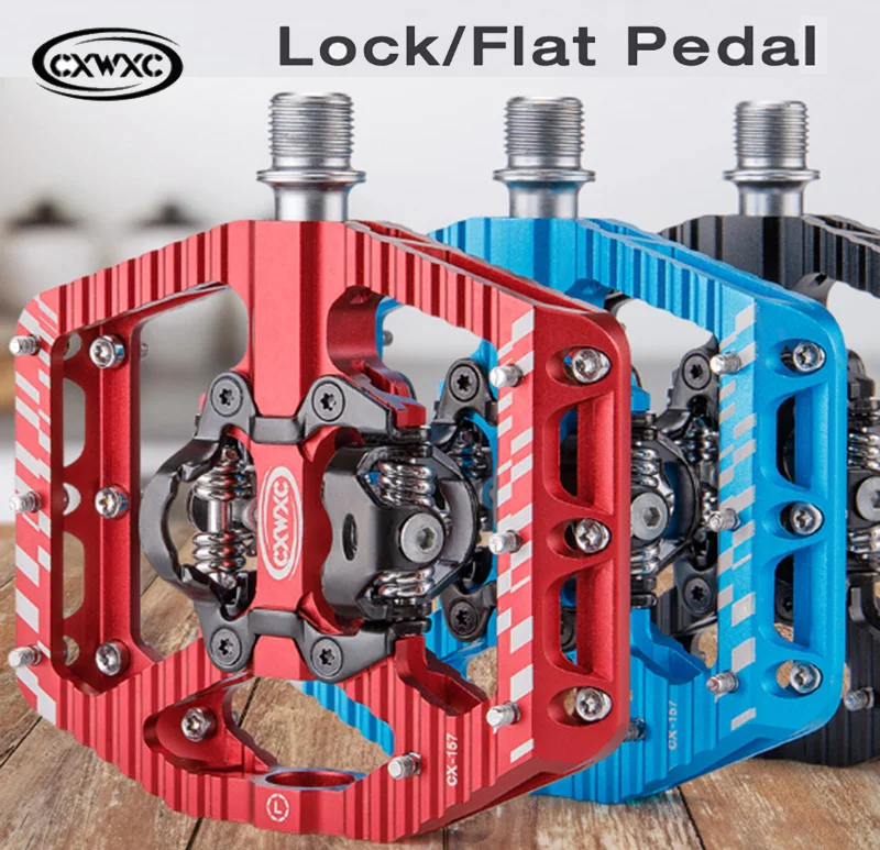 Bike Pedal Cxwxc 2 In 1 Spd Bicycle Selflocking Pedal/flat For Mtb