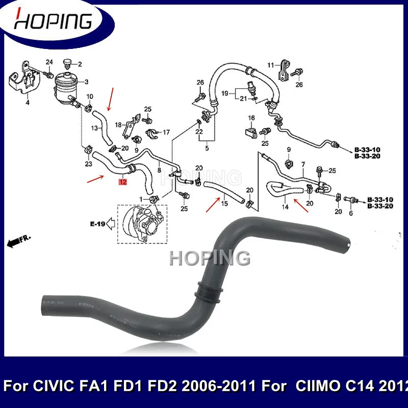 Шланг всасывающей трубы автомобильного гидроусилителя hope для HONDA CIVIC FA1 FD1 FD2 2006-2011