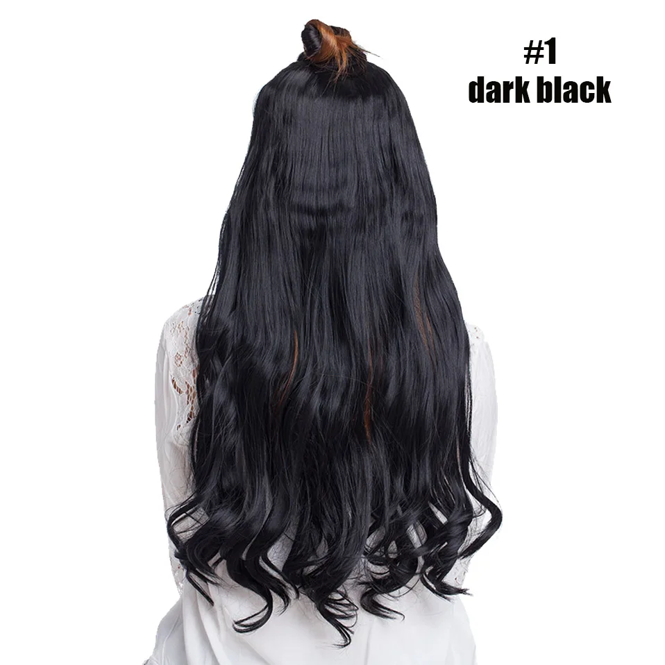 S-noilite, прямые u-части волосы для наращивания на заколках, 4 заколки в одном куске, синтетические волосы для наращивания, искусственные волосы для женщин - Цвет: dark black