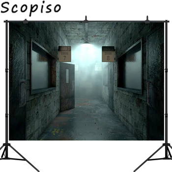 

Scopiso Corridor Backdrop Horror Empty Hospital Room Photography Background Halloween Party Decorations Photo Studio Props