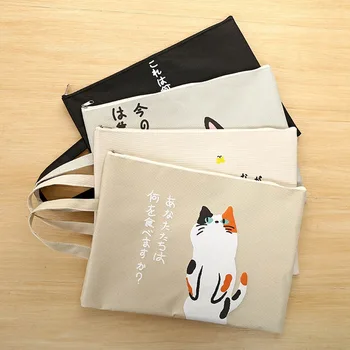 

A4 Document Bag Cat Folder Bag Cute Kawaii Larger Simple Oxford Cloth High Quality Documents Folder For Filing Products Student