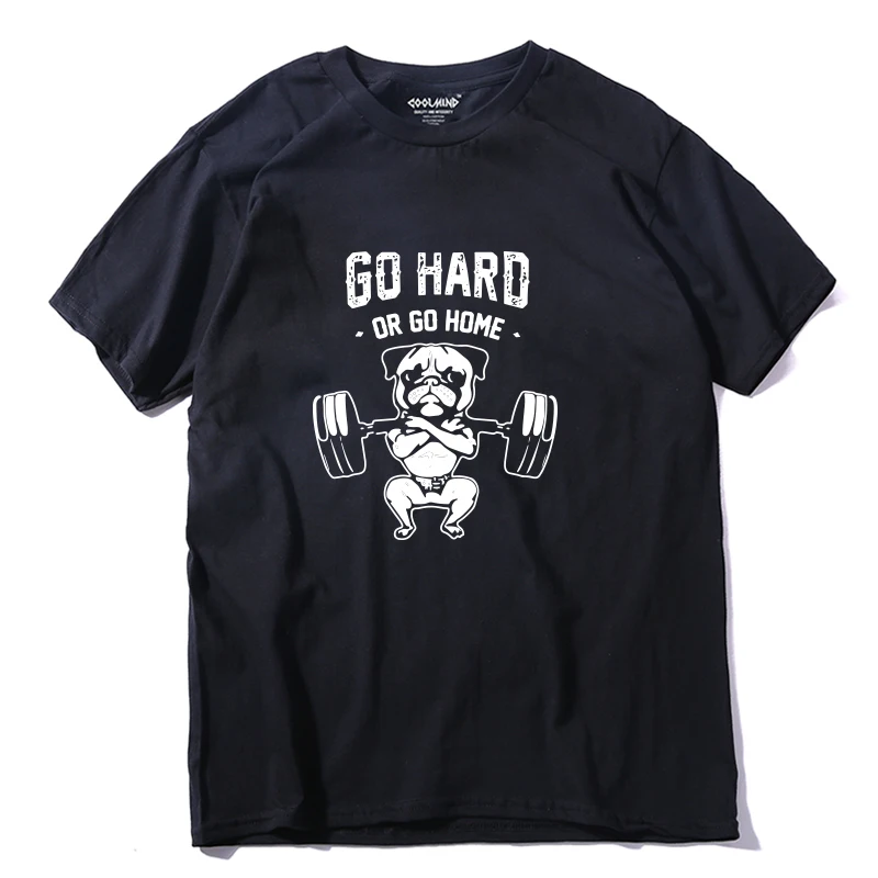 COOLMIND PU0124A 100% хлопок go hard or home Мужская футболка Повседневная летняя свободная