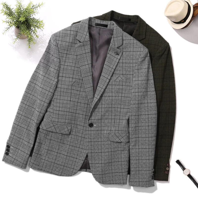 Zogaa 2019 New Fahsion Men's Korean Version Suits Long-sleeved Thin Section Plaid Small Suits Men's Casual Professional Suits Zogaa 2019 New Fahsion Men's Korean Version Suits Long-sleeved Thin Section Plaid Small Suits Men's Casual Professional Suits
