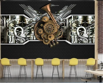 

behang Wallpaper Photo Metal Industry Wind Gear Mechanical TV Sofa Wallpaper Home Decor Living Room Bedroom Mural 3d Wallpaper