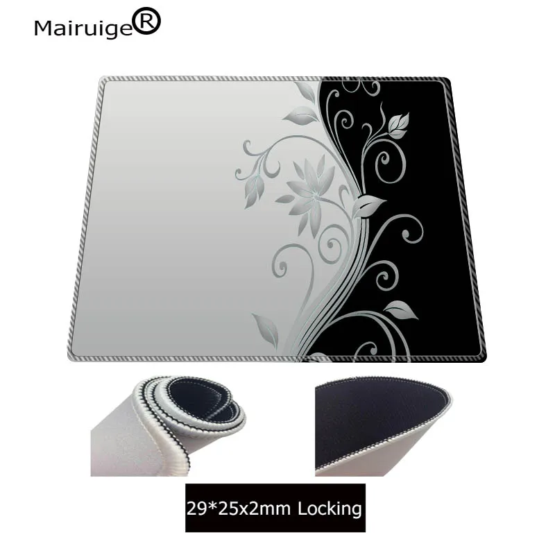  black and white flower Large Lock Edge mouse pad Natural Rubber PC Computer Gaming mousepad Desk Ma