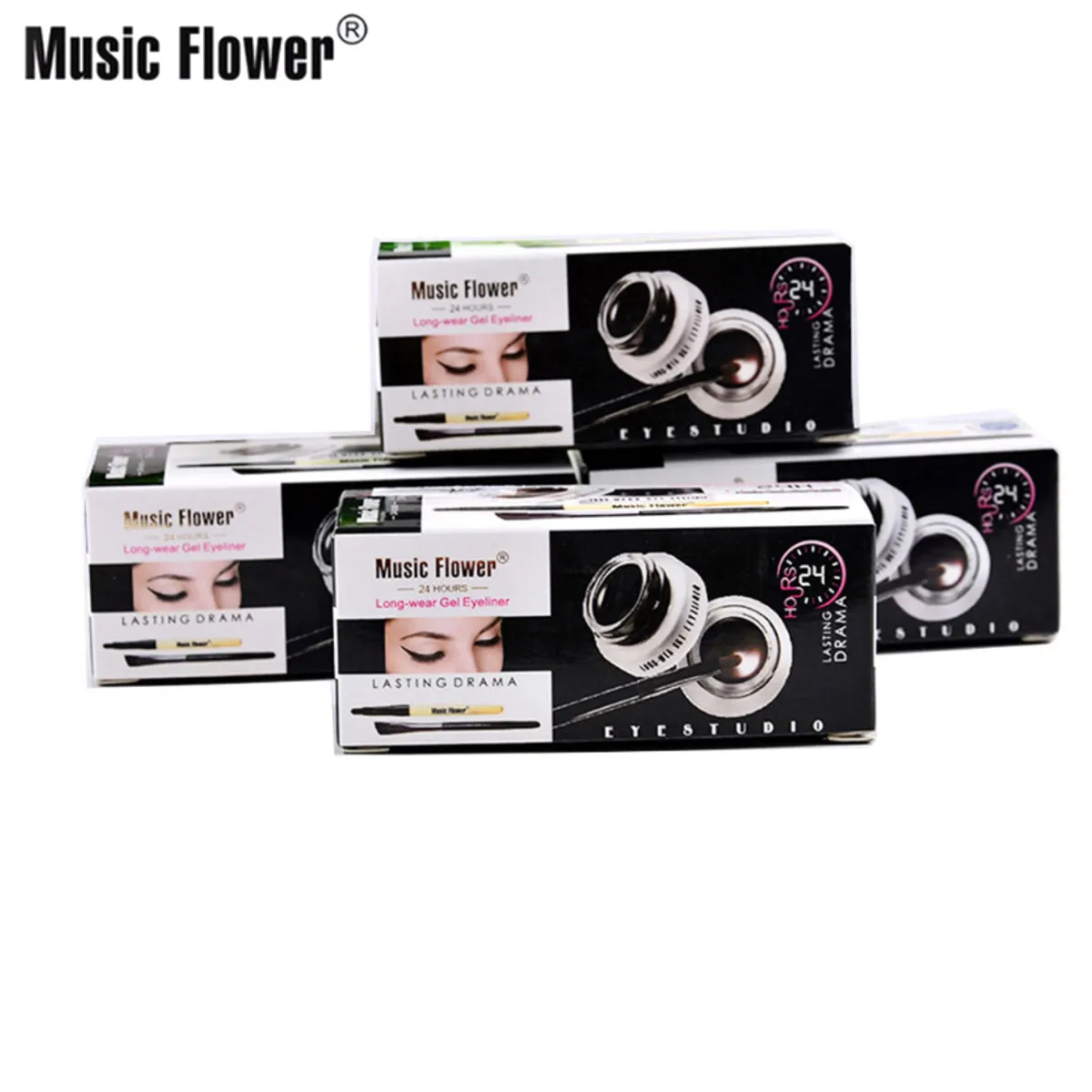 Music Flower коричневый+ черный 2 в 1 Подводка для глаз гелевая водостойкая для макияжа густая гладкая подводка для глаз крем стойкий с 2 кистями для макияжа