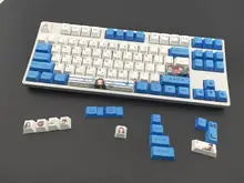 134 teclas dos desenhos animados demon slayer cereja altura pbt sublimação teclado mecânico keycap suporte 61, 64, 68, 87, 104, 108