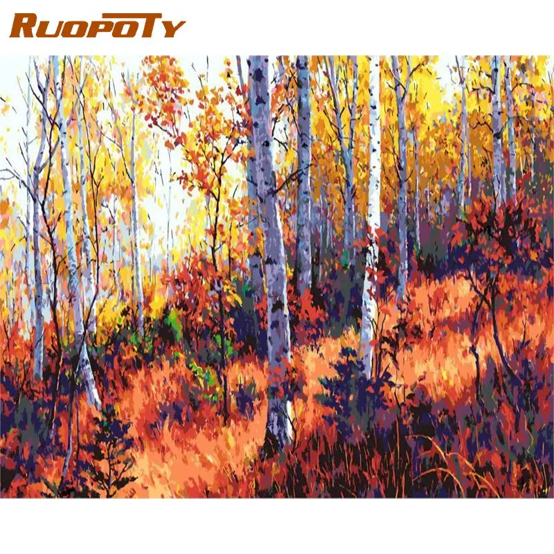 

RUOPOTY DIY Painting By Numbers Autumn Landscape Coloring By Numbers Paint On Canvas Handpainted Painting For Home Decor