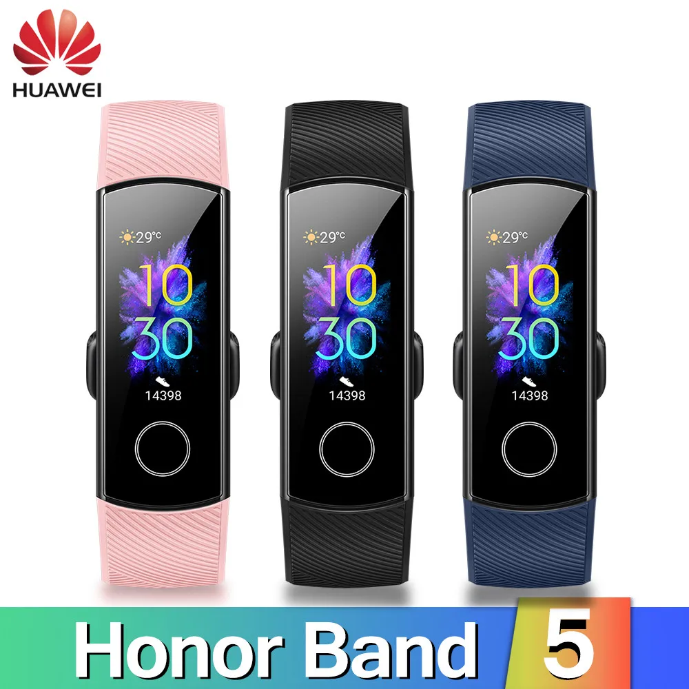 Умный Браслет huawei Honor Band 5, Amoled, цветной, 0,95 дюйма, тачпад, для плавания, для обнаружения пульса, сна, сна, обнаружения кислорода