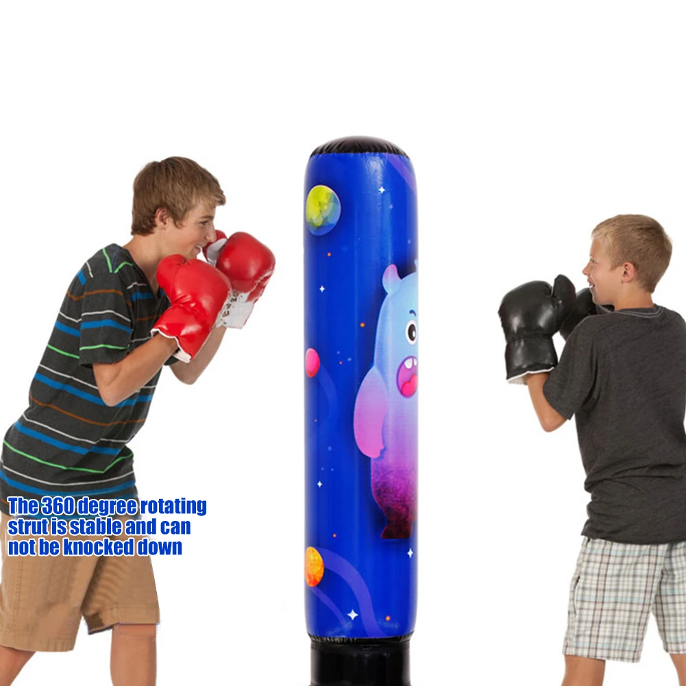 Sac de boxe debout gonflable en PVC, poinçon de boxe, sac de sable, colonne  d'entraînement, cible, instituts soulignés, cadeau pour enfant - AliExpress