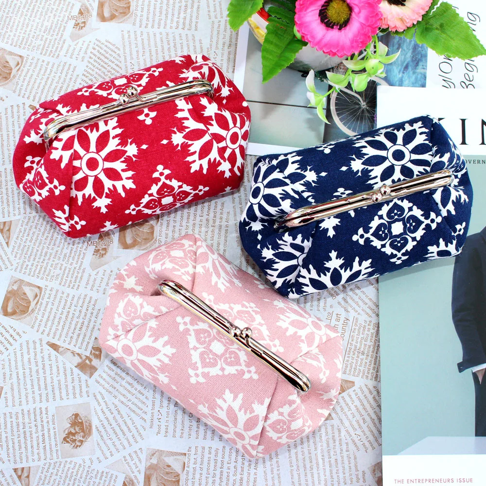 

New Style Fabric Purse National Style Cosmetic Bag Carrying Mouth Gold Package Creative Key