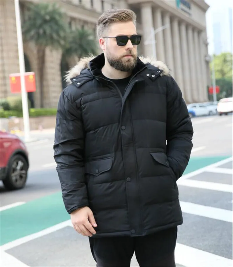Мужская Толстая куртка большого размера 10XL с капюшоном с коротким меховым воротником, хлопковое пальто, осенне-зимняя мужская куртка с воротником, цвет черный/зеленый