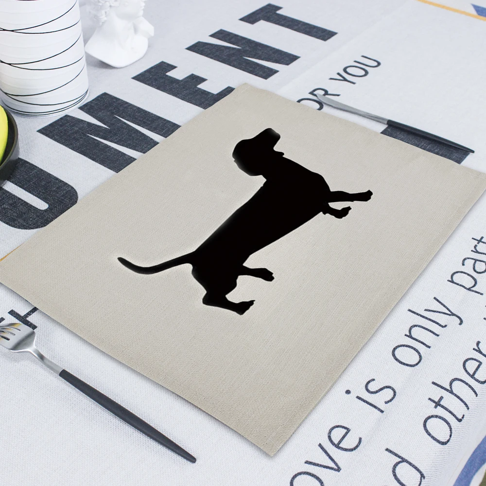Animal Cute Dog Doily Letter Placemats for Kitchen Table Place Mats 42*32cm Kitchen Coaster Under Hot Table Mat Mat for Bowl - Цвет: CD28-6