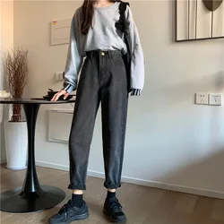Fakuntn primavera verão 2021 9 pontos reta jeans tamanho das mulheres hong kong estilo cintura alta magro gordura mm solto coringa torre calça