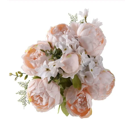 new light pink Европейские искусственные пионы, декоративные вечерние, шелковые, искусственные пионы для дома, Осенние свадебные украшения, пионы, искусственные цветы 13 br - Цвет: new light pink