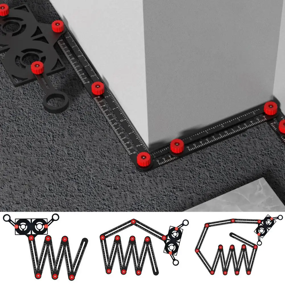 Multi Angle Measuring Ruler Tool Thicken Aluminum Alloy Folding Tile Hole Punch Guide Locator For Accurate Measure | Инструменты